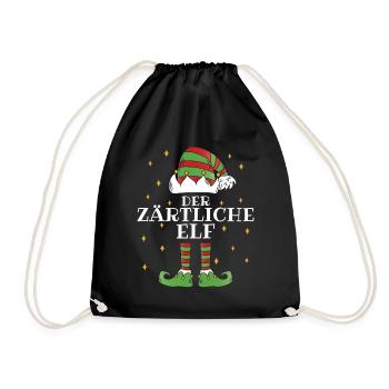 Die Zärtliche Elf - Familien Weihnachtsoutfit - Turnbeutel - Schwarz - Vorne