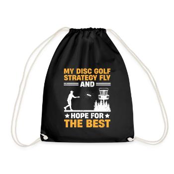 Disc Golf Player Disc Golfer Frisbee Player Par Pu - Drawstring Bag - black - Front