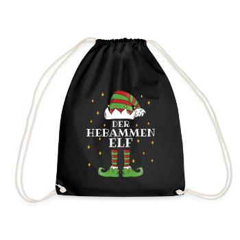 Der Hebammen Elf - Familien Weihnachtsoutfit - Turnbeutel - Schwarz - Vorne