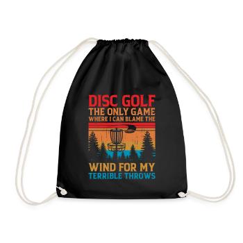 Disc Golf Player Disc Golfer Frisbee Player Par Pu - Drawstring Bag - black - Front