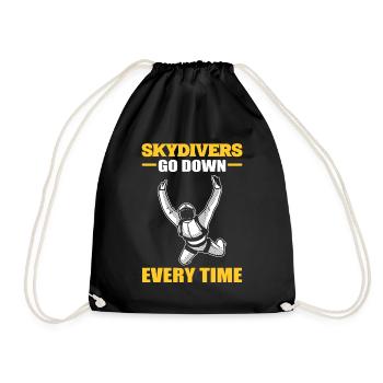 Skydivers Go Down Every Time Skydiving Parachuting - Drawstring Bag - black - Front