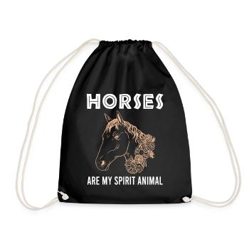 Horses - soulmates on four hooves - Drawstring Bag - black - Front