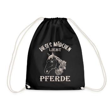 Dieses Mädchen liebt Pferde - Reiterherz - Turnbeutel - Schwarz - Vorne