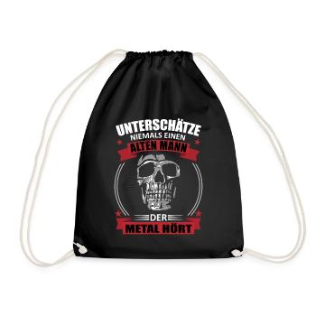 Alten Metal Mann Stolz Totenkopf Geschenk - Turnbeutel - Schwarz - Vorne