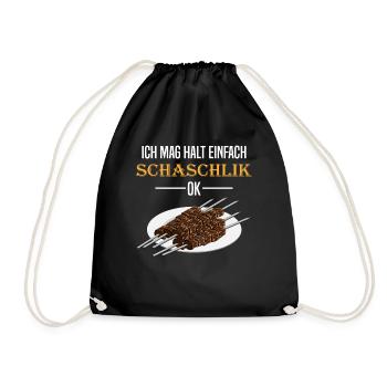 Schaschlik Direkt Ehrlich Spruch Geschenk - Turnbeutel - Schwarz - Vorne