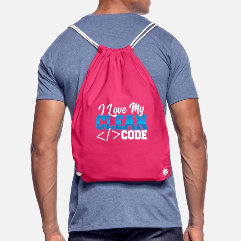 Programming I Love My Clean Code Web Developer Drawstring Bag