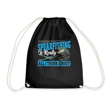 Spearfishing Is Really All I Think About - Drawstring Bag - black - Front