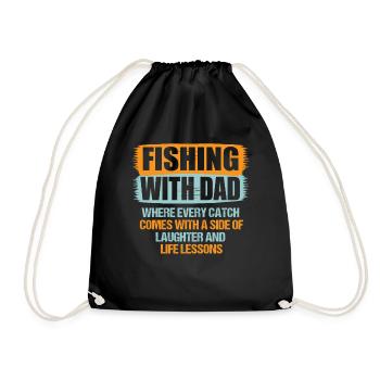 Angeln Papa Papa Fischer Childern Lustiger Fisch So - Turnbeutel - Schwarz - Vorne