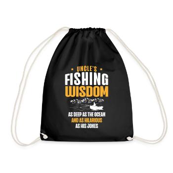 Fishing Uncle Fisherman Uncles Funny Fish Perfect - Drawstring Bag - black - Front