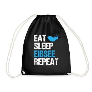 Lebenszyklus am Eibsee - Eat, Sleep, Repeat - Turnbeutel - Schwarz - Vorne