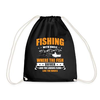 Fishing Uncle Fisherman Uncles Funny Fish Perfect - Drawstring Bag - black - Front