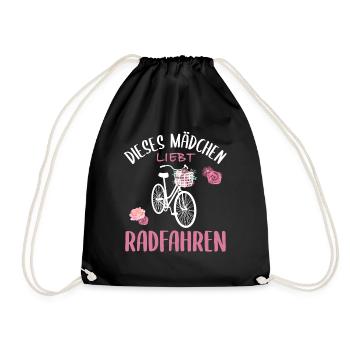 "Dieses Mädchen Liebt Radfahren" Floral - Turnbeutel - Schwarz - Vorne