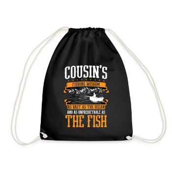 Fishing Cousin Fisherman Cousins Funny Fish Perfec - Drawstring Bag - black - Front