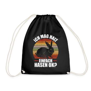 Ich mag halt einfach Hasen OK? Süsses Hasi - Turnbeutel - Schwarz - Vorne