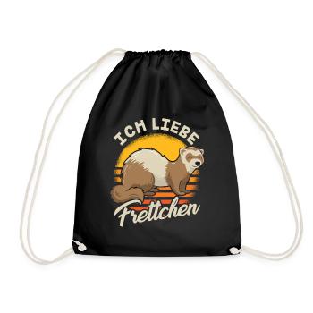 Ich liebe Frettchen Frettchenliebhaber Ferret - Turnbeutel - Schwarz - Vorne