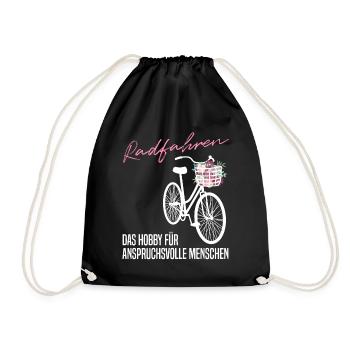 Radfahren - Anspruchsvoll & Edel - Blumen Geschenk - Turnbeutel - Schwarz - Vorne