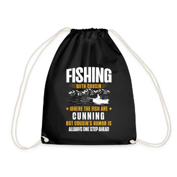 Fishing Cousin Fisherman Cousins Funny Fish Perfec - Drawstring Bag - black - Front