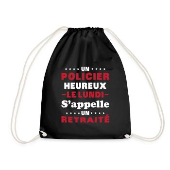 un policier heureux le lundi s'appelle un retraité - Sac de sport léger - noir - Devant