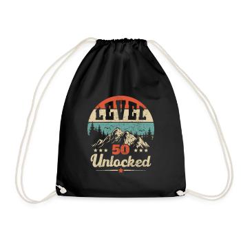 Level 50 Unlocked - Drawstring Bag - black - Front