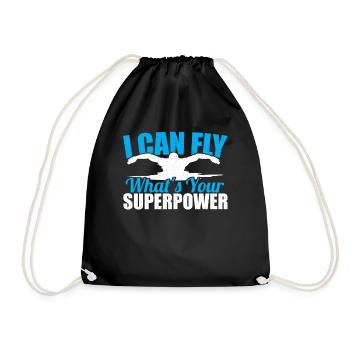 Swimmer I Can Fly What's Your Superpower Swimming - Drawstring Bag - black - Front