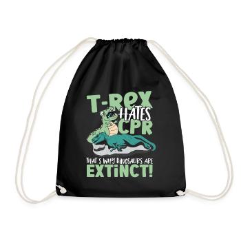 T-Rex hasst HLW Deshalb sind Dinosaurier - Turnbeutel - Schwarz - Vorne