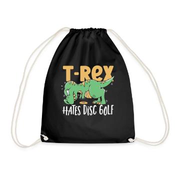 T-Rex hasst Disc Golf T Rex Dinosaurier - Turnbeutel - Schwarz - Vorne