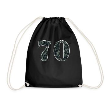 Military Style Birthday Number 70 Gift - Drawstring Bag - black - Front
