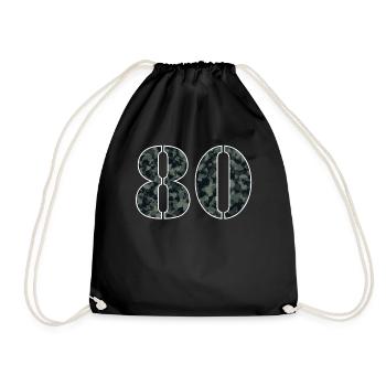 Military Style Birthday Number 80 Gift - Drawstring Bag - black - Front