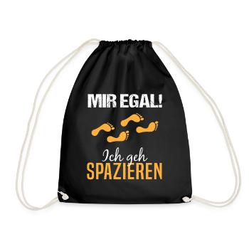 Sorglos Spaziergang Humorvolles Geschenk - Turnbeutel - Schwarz - Vorne