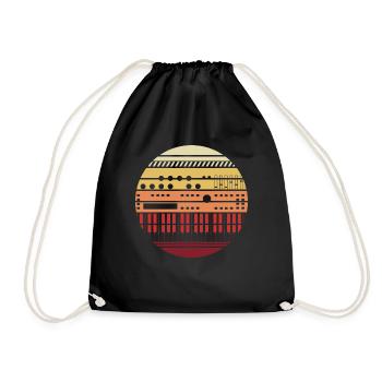 Retro Synthesizer Music Design - Drawstring Bag - black - Front