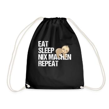 Faulbär Tagesroutine Deutsch Humor Geschenk - Turnbeutel - Schwarz - Vorne