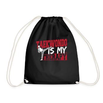 Martial Arts Taekwondo Is My Therapy Tae kwon do - Drawstring Bag - black - Front
