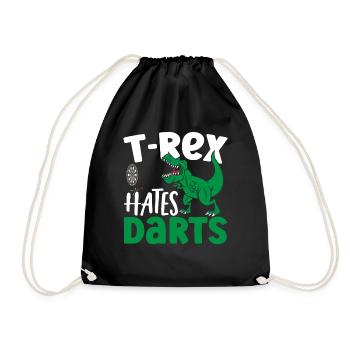 T-Rex hasst Darts T-Rex Dinosaurier-Liebhaber - Turnbeutel - Schwarz - Vorne