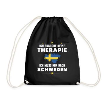 ich muss nur nach Schweden - Turnbeutel - Schwarz - Vorne