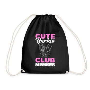 Cute Yorkie Club Member Yorkshire Terrier - Drawstring Bag - black - Front