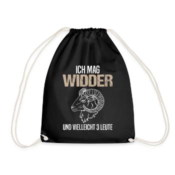 Widder und 3 Leute Humor Astrologie Geschenk - Turnbeutel - Schwarz - Vorne