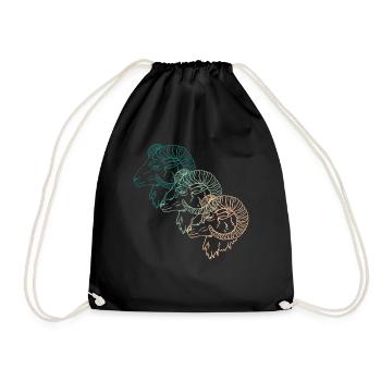 Drei Widder Trio Astrologie Sternzeichen Geschenk - Turnbeutel - Schwarz - Vorne