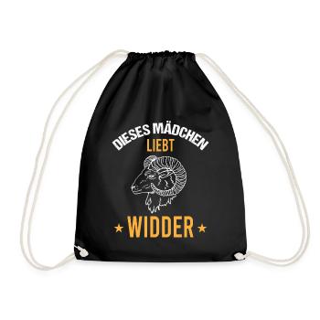 Mädchen Herz Widder Liebe Astrologie Geschenk - Turnbeutel - Schwarz - Vorne