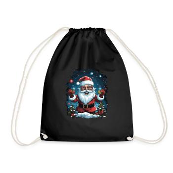 Lustiger Weihnachtsmann zu Weihnachten - Turnbeutel - Schwarz - Vorne