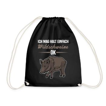 Einfache Wildschweinliebe Humorvolles Geschenk - Turnbeutel - Schwarz - Vorne