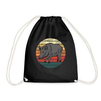 Majestätisches Wildschwein Waldliebhaber Geschenk - Turnbeutel - Schwarz - Vorne