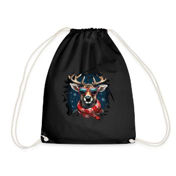 Funny reindeer for Christmas - Drawstring Bag - black - Front