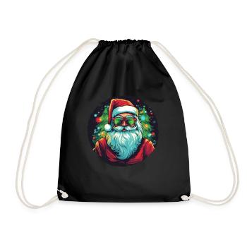 Funny Santa Claus for Christmas - Drawstring Bag - black - Front