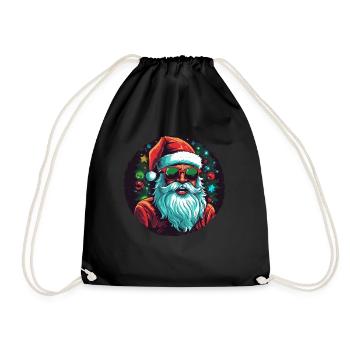 Funny Santa Claus for Christmas - Drawstring Bag - black - Front