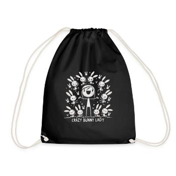 Crazy Bunny Lady - Mettez en valeur votre adoration de lapin - Sac de sport léger - noir - Devant