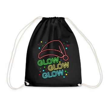 Glow Glow Glow Chapeau de Père Noël lumineux - Sac de sport léger - noir - Devant