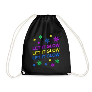 Let it Glow Bunte Schneeflocken Festlich - Turnbeutel - Schwarz - Vorne
