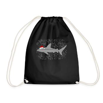 Christmas Shark with Hat Snowflake Magic - Drawstring Bag - black - Front