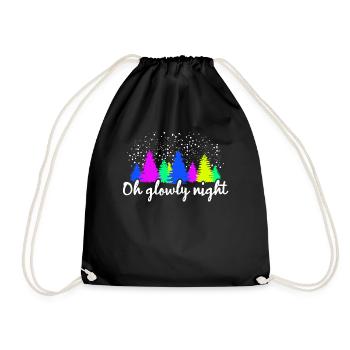 Colorful Fir Forest Glowly Night Art - Drawstring Bag - black - Front
