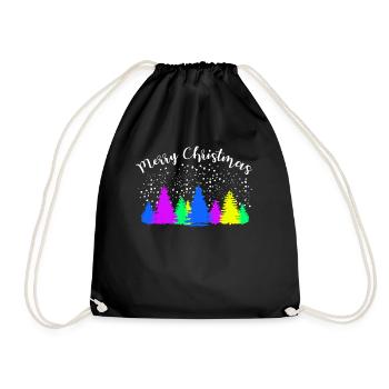 Merry Christmas Colorful Fir Forest - Drawstring Bag - black - Front